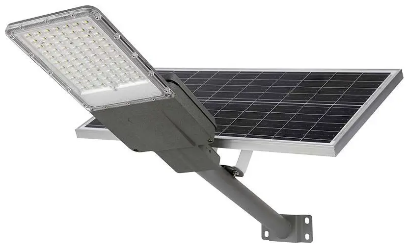 Ηλιακός προβολέας LED V-TAC με πάνελ τοποθετημένος σε κήπο για ασφάλεια.