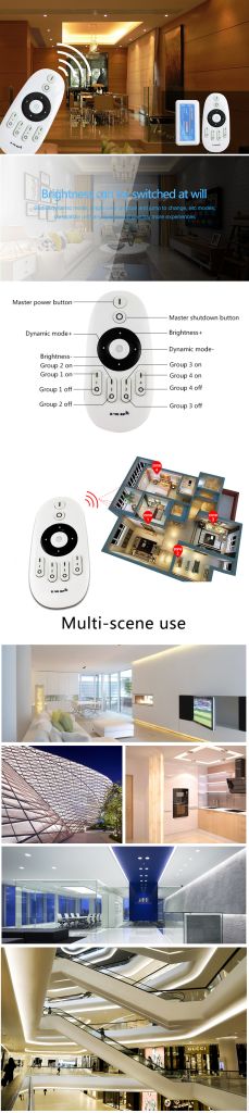 12A 144Watt led dimmer 12V 24V group button Rf 2.4g LED remote controller for single color led lighting