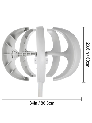 600W 12V Vertical Axis Lantern Wind Turbine Generator 5 Nylon Blades