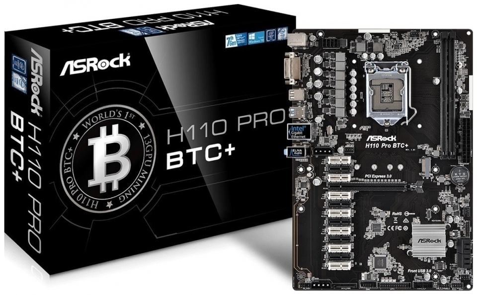 Asrock H110 Pro BTC+ Motherboard ATX με Intel 1151 Socket Μεταχειρισμένη