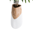 GloboStar® Artificial Garden PANDORA 20707 Επιδαπέδιο Πολυεστερικό Τσιμεντένιο Κασπώ Γλάστρα - Flower Pot Λευκό με Καφέ Μ49 x Π45 x Υ90cm