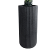 GloboStar® Artificial Garden MATERA 20734 Επιδαπέδιο Πολυεστερικό Τσιμεντένιο Κασπώ Γλάστρα - Flower Pot Μαύρο Φ42 x Υ90cm