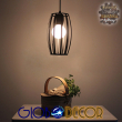 GloboStar® ZEBRA 01062 Vintage Industrial Κρεμαστό Φωτιστικό Οροφής Μονόφωτο Μαύρο Μεταλλικό Πλέγμα Φ15 x Y24cm