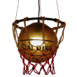 GloboStar® NBA 01027 Μοντέρνο Κρεμαστό Φωτιστικό Οροφής Μονόφωτο 1 x E27 Πορτοκαλί Μεταλλικό Πλέγμα Φ32 x Y58cm