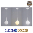GloboStar® SPHERE 01143 Μοντέρνο Κρεμαστό Φωτιστικό Οροφής Μονόφωτο 1 x E27 Λευκό Γυάλινο Φ25 x Y46.5cm
