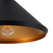 GloboStar® CALYPSO 01334 SET 3 Μοντέρνα Κρεμαστά Φωτιστικά Οροφής Τρίφωτο 3 x E27 Μαύρο - Χρυσό Μεταλλικά με Ξύλινη Βάση Καμπάνα