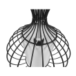 GloboStar® NELLY 01560 Vintage Industrial Κρεμαστό Φωτιστικό Οροφής Μονόφωτο Μαύρο Μεταλλικό Πλέγμα και Υφασμάτινο Εσωτερικό Καπέλο Φ25 x Υ67cm