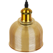 GloboStar® SEGRETO 01448 Vintage Κρεμαστό Φωτιστικό Οροφής Μονόφωτο 1 x E27 Χρυσό Γυάλινο Διάφανο Καμπάνα με Χρυσό Ντουί Φ14 x Υ18cm