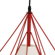 GloboStar® KAIRI 01620 Μοντέρνο Industrial Κρεμαστό Φωτιστικό Οροφής Μονόφωτο 1 x E27 Κόκκινο με Άσπρο Ύφασμα Μεταλλικό Πλέγμα Φ38 x Υ39cm