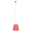 GloboStar® PLAYROOM 00996 Vintage Κρεμαστό Φωτιστικό Οροφής Μονόφωτο 1 x E27 Ροζ Ξύλινο Ψάθινο Rattan Φ32 x Υ27cm
