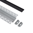 GloboStar® PLASTERBOARD-PROFILE 70820-3M Προφίλ Αλουμινίου - Βάση & Ψύκτρα Ταινίας LED με Μαύρο Φιμέ Κάλυμμα - Χωνευτή Χρήση σε Γυψοσανίδα - Trimless - Πατητό Κάλυμμα - Ασημί - 3 Μέτρα - Πακέτο 5 Τεμαχίων - Μ300 x Π6.7 x Υ1.4cm