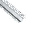 GloboStar® PLASTERBOARD-PROFILE 70821-3M Προφίλ Αλουμινίου - Βάση & Ψύκτρα Ταινίας LED με Λευκό Γαλακτερό Κάλυμμα - Χωνευτή Γωνιακή Χρήση σε Εξωτερική Γωνία Γυψοσανίδας - Trimless - Πατητό Κάλυμμα - Ασημί - 3 Μέτρα - Πακέτο 5 Τεμαχίων - Μ300 x Π4.5 x Υ2cm
