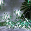 79802 Διακοσμητική Γιρλάντα Green Cactus 6 Μέτρα με Διακόπτη On/Off - 40 LED 4W με Μπαταρίες 3xAA & Διάφανο Καλώδιο IP20 Ψυχρό Λευκό 6000K Μ6m