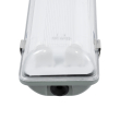 GloboStar® 90615 150cm Tri-Proof Πλαστικό PC Σκαφάκι με Μεταλλικά Clips για 2 x Λάμπες T8 Τύπου Φθορίου LED Τροφοδοσίας Ενός Άκρου Αδιάβροχο IP65