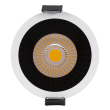 GloboStar® MICRO-B 60240 Χωνευτό LED Spot Downlight TrimLess Φ6cm 7W 910lm 38° AC 220-240V IP20 Φ6 x Υ7.8cm - Στρόγγυλο - Λευκό με Μαύρο Κάτοπτρο - Φυσικό Λευκό 4500K - Bridgelux COB - 5 Years Warranty