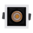 GloboStar® PLUTO-S 60264 Χωνευτό LED Spot Downlight TrimLess Μ6.4xΠ6.4cm 7W 910lm 38° AC 220-240V IP20 Μ6.4 x Π6.4 x Υ4.9cm - Τετράγωνο - Λευκό με Μαύρο Κάτοπτρο & Anti-Glare HoneyComb - Φυσικό Λευκό 4500K - Bridgelux COB - 5 Years Warranty