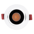 GloboStar® LEO-R 60283 Χωνευτό LED Spot Downlight TrimLess Φ8.5cm 10W 1250lm 38° AC 220-240V IP20 Φ8.5 x Υ6.6cm - Στρόγγυλο - Κινούμενο - Λευκό με Μαύρο Κάτοπτρο & Anti-Glare HoneyComb - Θερμό Λευκό 2700K - Bridgelux COB - 5 Years Warranty