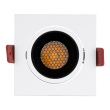 GloboStar® LEO-SQ 60288 Χωνευτό LED Spot Downlight TrimLess Μ8.5xΠ8.5cm 10W 1300lm 38° AC 220-240V IP20 Μ8.5 x Π8.5 x Υ6.6cm - Τετράγωνο - Κινούμενο - Λευκό με Μαύρο Κάτοπτρο & Anti-Glare HoneyComb - Φυσικό Λευκό 4500K - Bridgelux COB - 5 Years Warranty