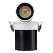 GloboStar® VIRGO-S 60302 Χωνευτό LED Spot Downlight TrimLess Φ9cm 7W 910lm 36° AC 220-240V IP20 Φ9cm x Υ9cm - Στρόγγυλο - Λευκό με Μαύρο Κάτοπτρο - Φυσικό Λευκό 4500K - Bridgelux COB - 5 Years Warranty