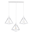 GloboStar® TRIANGLE 00622 Μοντέρνο Κρεμαστό Φωτιστικό Οροφής Τρίφωτο 3 x E27 Λευκό Μεταλλικό Πλέγμα Μ70 x Π22 x Y130cm