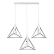 GloboStar® TRIANGLE 00622 Μοντέρνο Κρεμαστό Φωτιστικό Οροφής Τρίφωτο 3 x E27 Λευκό Μεταλλικό Πλέγμα Μ70 x Π22 x Y130cm
