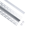 GloboStar® PLASTERBOARD-PROFILE 70838-1M Προφίλ Αλουμινίου - Βάση & Ψύκτρα Ταινίας LED με Λευκό Γαλακτερό Κάλυμμα - Χωνευτή Χρήση σε Γυψοσανίδα - Trimless - Πατητό Κάλυμμα - Ασημί - 1 Μέτρο - Μ100 x Π5.6 x Υ1.5cm