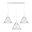 GloboStar® TRIANGLE 00622 Μοντέρνο Κρεμαστό Φωτιστικό Οροφής Τρίφωτο 3 x E27 Λευκό Μεταλλικό Πλέγμα Μ70 x Π22 x Y130cm