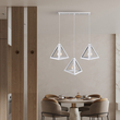 GloboStar® TRIANGLE 00622 Μοντέρνο Κρεμαστό Φωτιστικό Οροφής Τρίφωτο 3 x E27 Λευκό Μεταλλικό Πλέγμα Μ70 x Π22 x Y130cm