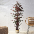 GloboStar® Artificial Garden SYMI 20338 Διακοσμητικό Ψάθινο Καλάθι - Κασπώ Γλάστρα - Flower Pot Μπεζ με Λευκό Φ18cm x Υ20cm