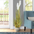 GloboStar® Artificial Garden SKYROS 20340 Διακοσμητικό Ψάθινο Καλάθι - Κασπώ Γλάστρα - Flower Pot Μπλε με Καφέ Φ18cm x Υ20cm