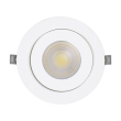 GloboStar® LEXIS JOINT 60988 Χωνευτό LED Κινούμενο Spot Downlight 12W 1200lm 45° AC 220-240V IP44 Φ15.8cm x Υ4.1cm - Στρόγγυλο - Λευκό - Φυσικό Λευκό 4500K - Bridgelux Chip - TÜV Certified Driver - 5 Years Warranty
