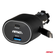 ΦΟΡΤΙΣΤΗΣ ΑΝΑΠΤΗΡΑ ΜΕ 2 ΘΥΡΕΣ USB-C 20W+USB-A QUICK CHARGE 3.0 ΜΕ ΚΑΛΩΔΙΟ USB-C 30W ΜΑΥΡΟ AMIO - 1 Τεμ.