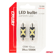 ΛΑΜΠΑΚΙΑ ΠΛΑΦΟΝΙΕΡΑΣ 39mm 12/24V C5W 5500K 12xSMD 2016 CAN-BUS FESTOON (ΛΕΥΚΟ) ΑΜΙΟ - 2 ΤΕΜ.