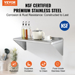 VEVOR 12&quot; x 36&quot; ράφι από ανοξείδωτο χάλυβα, επιτοίχια πλωτά ράφια με βραχίονες, εμπορικά ράφια χωρητικότητας 250 lbs, ράφι αποθήκευσης βαρέως τύπου για εστιατόριο, κουζίνα, μπαρ, σπίτι και ξενοδοχείο