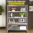 VEVOR Shelving Unit 48x18,5 Inch Storage Shelves 5-Tier shelving Units And Storage Adjustable Shelf Storage Unit Ρυθμιζόμενα πόδια Ράφια Μονάδες Ράφια κουζίνας από ανοξείδωτο χάλυβα