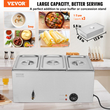 VEVOR Commercial Electric Food Warner με 3 τηγάνια Μπουφέ πάγκου 16,5 λίτρων Bain Marie
