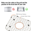 VEVOR Sink Protector Grid 2PCS, 13,7&quot;x11,6&quot; ανοξείδωτες σχάρες νεροχύτη, κεντραρισμένες σχάρες νεροχύτη αποστράγγισης με γωνιακή ακτίνα R50, μεγάλα πλέγματα στο κάτω μέρος του νεροχύτη, αξεσουάρ νιπτήρα γενικής χρήσης ράφι μπολ για την κουζίνα
