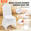 VEVOR 50 τμχ Κάλυμμα Καρέκλας Γάμου Spandex Λευκά Καλύμματα Καρέκλας Stretch Υφασμάτινα Αφαιρούμενα Πλενόμενα Προστατευτικά Καλύμματα για Γαμήλια Τελετή (Τοξωτό, 50 τμχ)