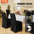 VEVOR 4 ΤΕΜ Μαύρα Stretch Spandex Πτυσσόμενα καλύμματα καρέκλας, Universal Εφαρμοσμένο κάλυμμα καρέκλας με φούστα, Αφαιρούμενα πλενόμενα προστατευτικά καλύμματα, για γάμους, γιορτές, συμπόσιο, πάρτι, γιορτή, δείπνο