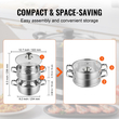 VEVOR Steamer Pot, 8,66in/22cm Steamer Bot for Cook with 3QT Stock Pot and Vegetable Steamer, Μεγάλης Χωρητικότητας Ανοξείδωτο Ατσάλι Μαγειρικά σκεύη με καπάκι για ηλεκτρική επαγωγική εστία αερίου