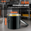 Κάδος λίπους φριτέζας VEVOR, 10 Gal Oil Disposal Caddy Κάδος λαδιού φριτέζας από ανοξείδωτο ατσάλι Αντισκωριακή επίστρωση, Δοχείο μεταφοράς λαδιού με καπάκι, κλιπ κλειδώματος, σακούλα φίλτρου για φιλτράρισμα ζεστού μαγειρικού λαδιού, μαύρο
