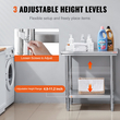 VEVOR Τραπέζι εργασίας 24 x 30 x 32 ίντσες NSF Τραπέζι εργασίας από ανοξείδωτο ατσάλι για επαγγελματική κουζίνα Prep πάγκος εργασίας 60X76X80cm με κάτω ράφι Τραπέζι εργασίας Silvery for Commercial Kitchen Restaurant