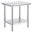 VEVOR Τραπέζι εργασίας 24 x 30 x 32 ίντσες NSF Τραπέζι εργασίας από ανοξείδωτο ατσάλι για επαγγελματική κουζίνα Prep πάγκος εργασίας 60X76X80cm με κάτω ράφι Τραπέζι εργασίας Silvery for Commercial Kitchen Restaurant
