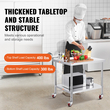VEVOR Τραπέζι εργασίας Catering από ανοξείδωτο ατσάλι 30x36 ιντσών Επαγγελματικό τραπέζι κουζίνας με 4 τροχούς Επαγγελματικός πάγκος προετοιμασίας τροφίμων με ευέλικτο ράφι προσαρμογής για τραπέζι προετοιμασίας κουζίνας