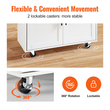 VEVOR Kitchen Island Cart με μασίφ ξύλινο επάνω μέρος, 35,4&quot; πλάτους κινητά καρότσια με ντουλάπι αποθήκευσης, κυλιόμενο τραπέζι κουζίνας με σχάρα μπαχαρικών, σχάρα για πετσέτες, φύλλο και συρτάρι, φορητά νησιά σε ρόδες, λευκό