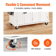 VEVOR Kitchen Island Cart με μασίφ ξύλινη μπλούζα, 35,4&quot; πλάτους κινητά καρότσια με ντουλάπι αποθήκευσης, κυλιόμενο τραπέζι κουζίνας με σχάρα μπαχαρικών, σχάρα για πετσέτες και συρτάρι, φορητά νησιά σε ρόδες, λευκό