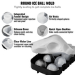 VEVOR Ice Ball Maker Δίσκος σιλικόνης για παγάκια με καπάκι 2 συσκευασίες κοκτέιλ ουίσκι