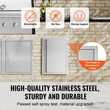 VEVOR BBQ Access Door, 432x610 mm Μονή Πόρτα Κουζίνας, Εξωτερική Πόρτα από ανοξείδωτο ατσάλι, Πόρτα Εφαρμογής από Ανοξείδωτο Χάλυβα, Επιτοίχια Κατακόρυφη Πόρτα με Χειρολαβή, για BBQ Island, Ψητοπωλείο, Εξωτερικό ντουλάπι