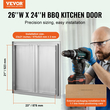 VEVOR BBQ Access Door, 660x610 mm Διπλή Πόρτα Εξωτερικής Κουζίνας, Πόρτα από ανοξείδωτο ατσάλι, Flush Mount Door, Wall Κατακόρυφη Πόρτα με Χειρολαβές, για BBQ Island, Ψητοπωλείο, Εξωτερικό ντουλάπι