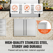 VEVOR BBQ Access Door, 787x609 mm Διπλή Πόρτα Εξωτερικής Κουζίνας, Πόρτα από ανοξείδωτο ατσάλι Flush Mount, Επιτοίχια Κάθετη Πόρτα με Χειρολαβές, για BBQ Island, Ψητοπωλείο, Εξωτερικό ντουλάπι